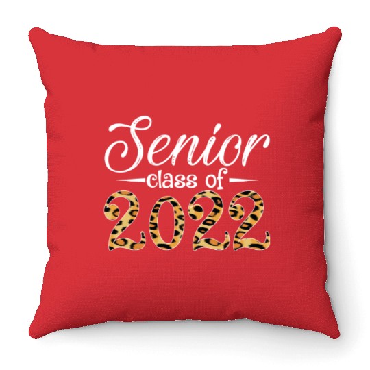Senior Class Of 2022 Leopard Print Throw Pillows