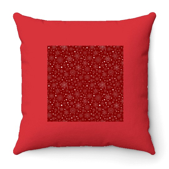 Burgundy Red Snowflakes Pattern Throw Pillows