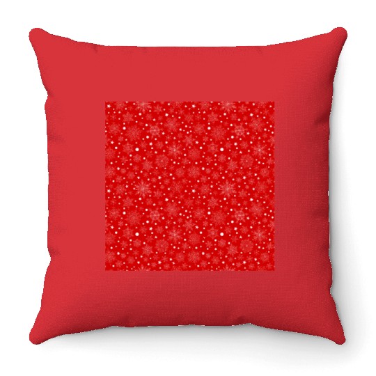 Red Snowflakes Pattern Throw Pillows