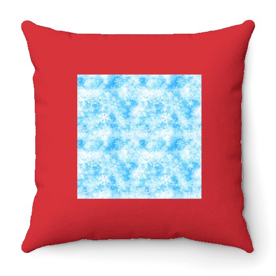 Blue White Snowflakes Pattern Throw Pillows