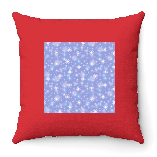 Blue White Snowflakes Pattern Throw Pillows