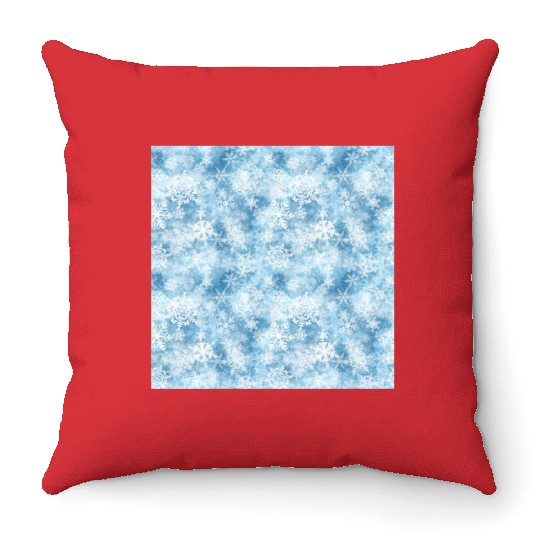 Blue White Snowflakes Pattern Throw Pillows