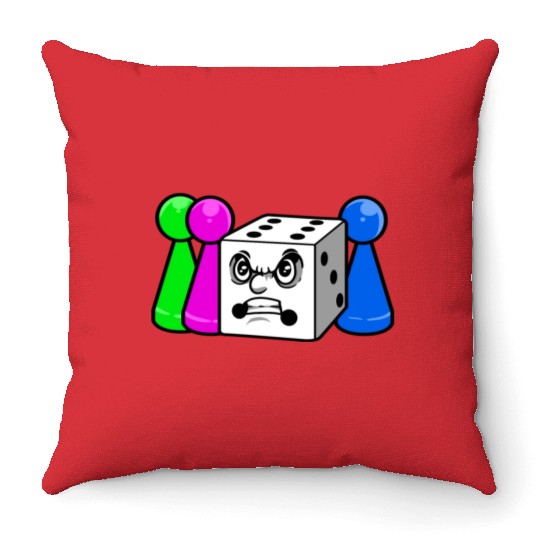 Board Game Angry Dice Throw Pillows
