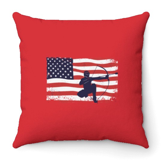 American flag Arrowtag Throw Pillows