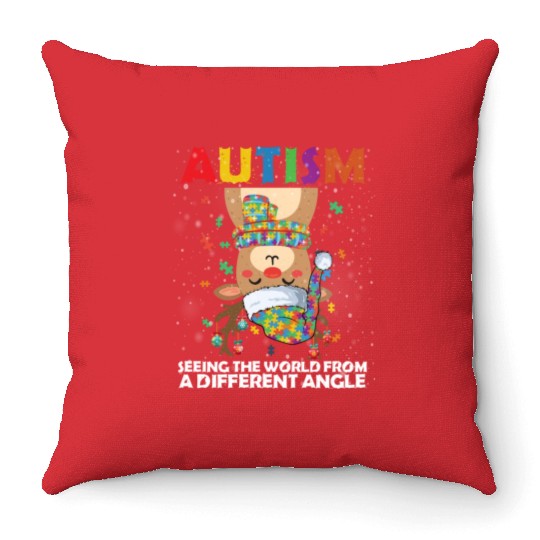 Autism Rudolph Deer Christmas Throw Pillows