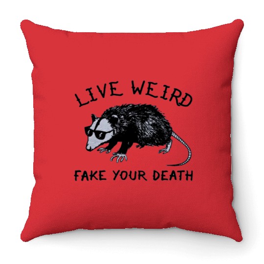 Live Weird Possum Throw Pillows