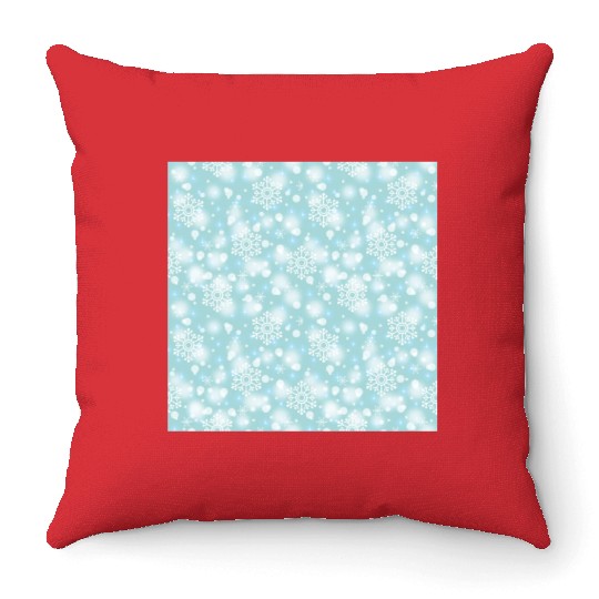 Teal Snowflakes Pattern Throw Pillows