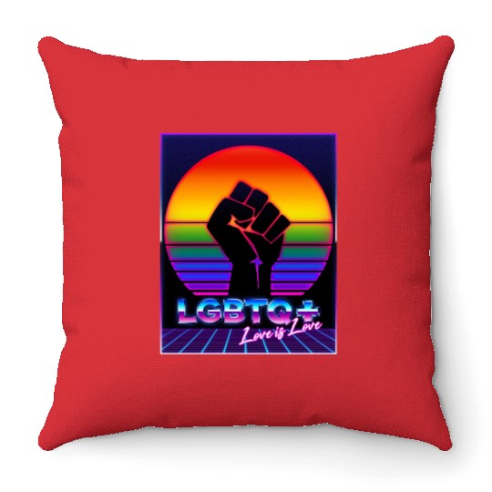 LGBT Pride 80s Retro Vaporwave Sunset Throw Pillows