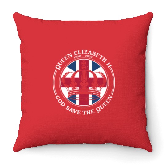 UK British Queen Elizabeth II God Save The Queen Throw Pillows