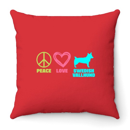 Swedish Vallhund Mom Peace Love Saying Throw Pillows
