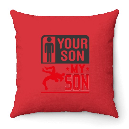 Wrestling Wrestler Your Son My Son Wrestling Mom Throw Pillows