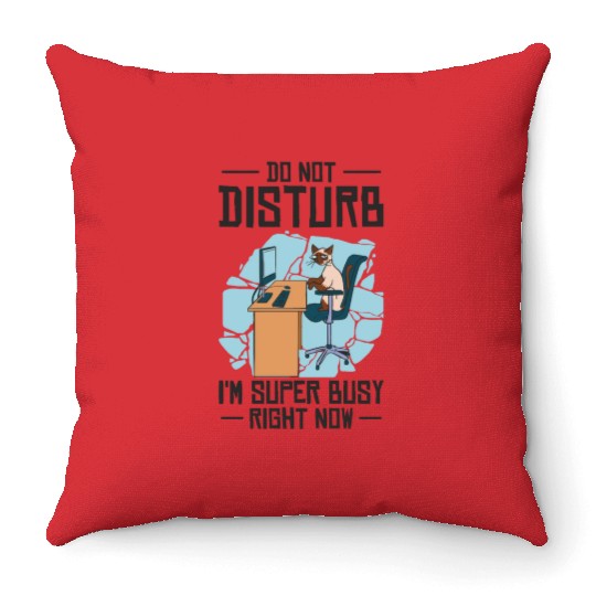 Working Busy Cat Employee Cat Owner Worker Throw Pillows