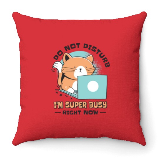 Working Busy Cat Employee Cat Owner Worker Throw Pillows