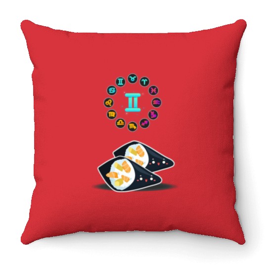 Japanese Sushi Funny Gemini Zodiac Sushi Lover Pun Throw Pillows