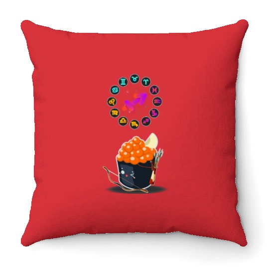 Japanese Sushi Funny Sagittarius Zodiac Sushi Pun Throw Pillows