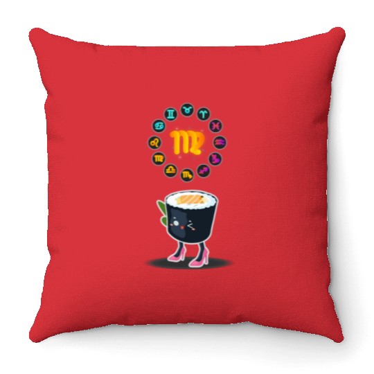 Japanese Sushi Funny Virgo Zodiac Sushi Lover Pun Throw Pillows