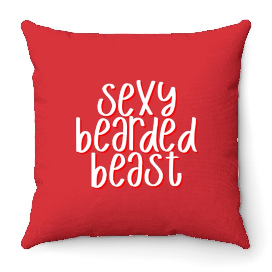 Sexy Bearded Beast 3 Throw Pillows