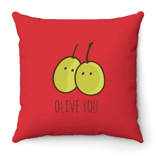 I Love You (Olive You) cute Throw Pillows