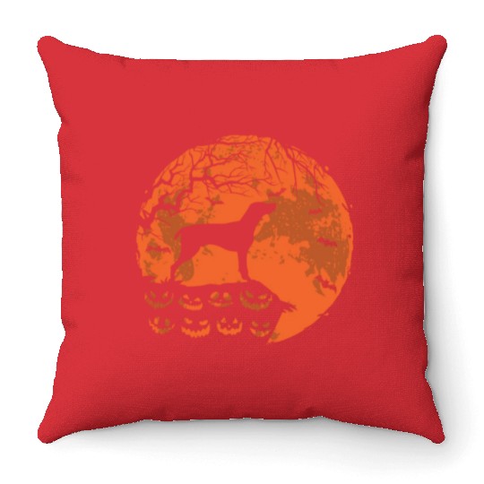 German Shorthaired Pointer And Moon Halloween Throw Pillows