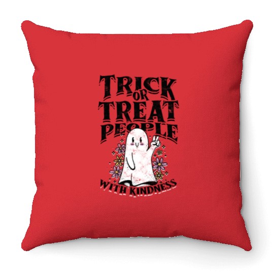 Trick or treat people with kindness - trick or Throw Pillows
