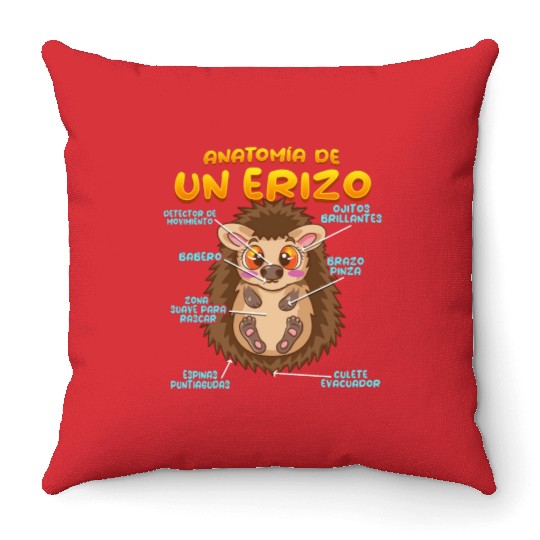 Anatomy Of A Funny Hedgehog Throw Pillows