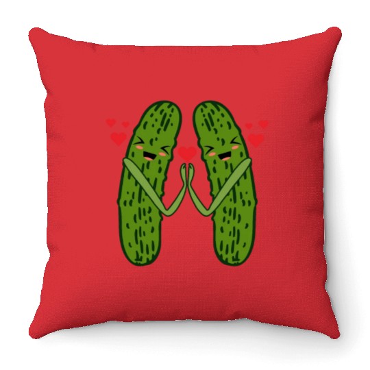 Sweet Couple Pickle Throw Pillows
