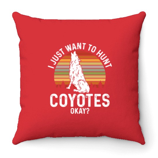 Coyote Trapping Coyote Hunting Yote Hunting Gift Throw Pillows