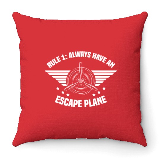 Airline Pilot Pun Escape Plane Aircraft Pilot Throw Pillows