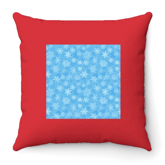 Pretty Light Blue Snowflakes Pattern Throw Pillows