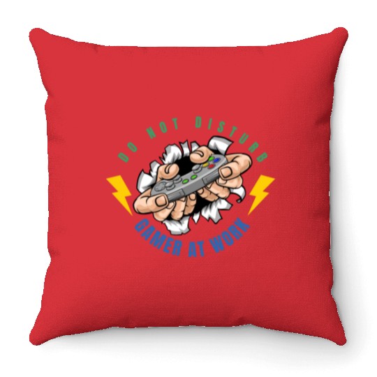 Do Not Disturb Gamer At Work-Gaming Lover Throw Pillows