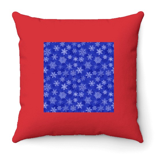 Pretty Navy Blue Snowflakes Pattern Throw Pillows