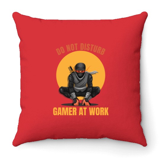 Do Not Disturb Gamer At Work-Gaming Lover Throw Pillows