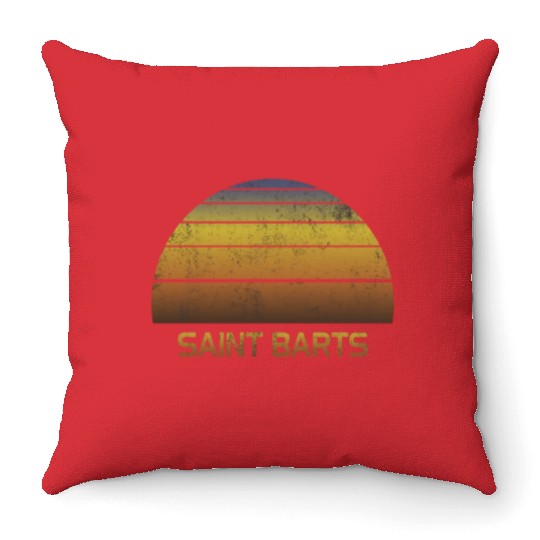Vintage Sunset Family Vacation Souvenir Saint Throw Pillows