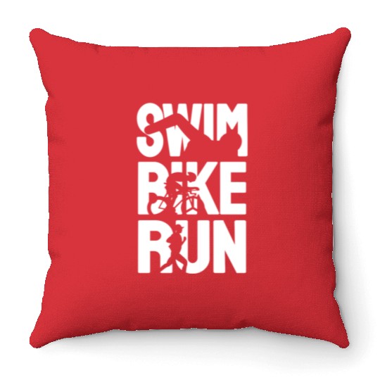 Swim Bike Run Throw Pillows