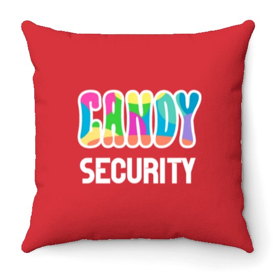 Funny Candy Security Halloween Gifts Throw Pillows