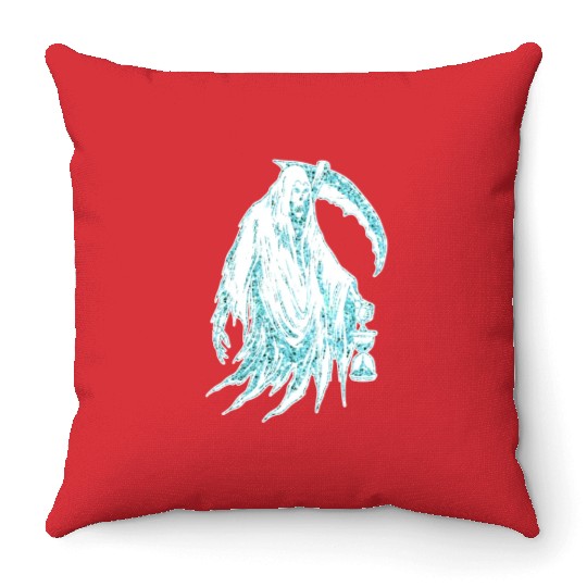 Funny Haloween Green Grim Reaper Costume Throw Pillows