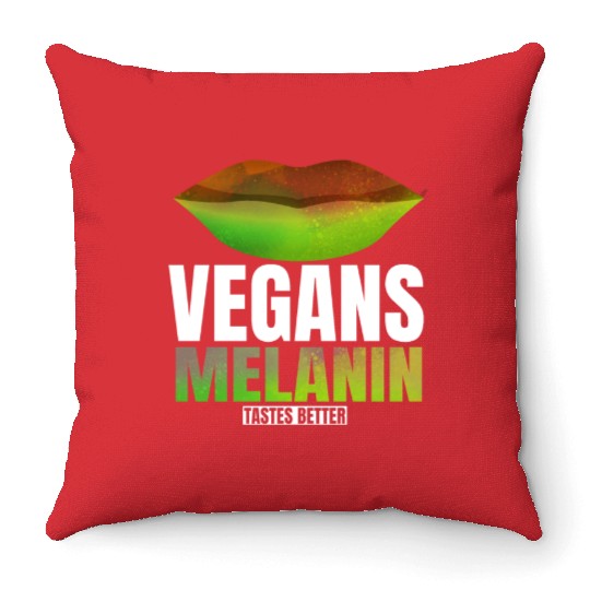 Lovable Melanin Of Vegans Quote Throw Pillows