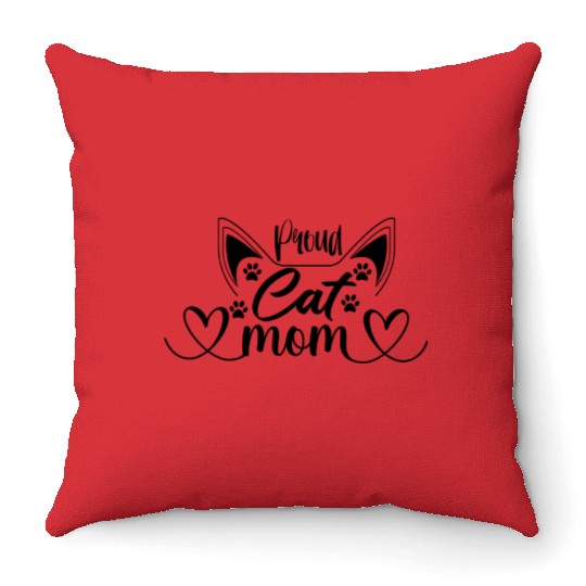 Proud Cat Mom Throw Pillows