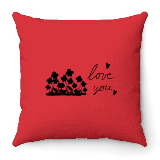plants flowers i love you heart Throw Pillows