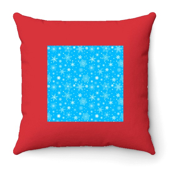 Snowflakes Pattern Blue White Throw Pillows