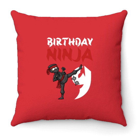 Birthday Party 9 Years Old Japanese Ninja Birthday Throw Pillows