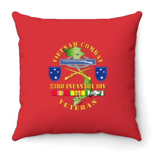 Vietnam Combat Infantry Veteran w 23rd Inf Div SSI Throw Pillows