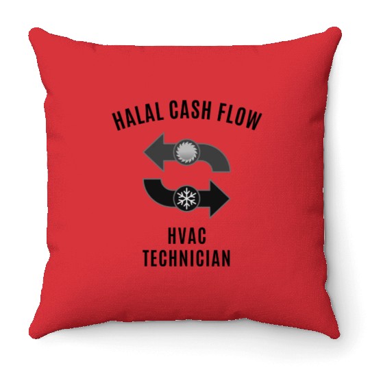 Halal Cash Flow - HVAC Black Throw Pillows