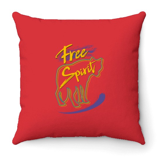 Free Spirit Wolf Design Throw Pillows
