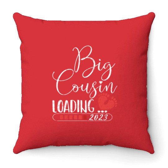 Big cousin loading 2023 for pregnancy announcement Throw Pillows