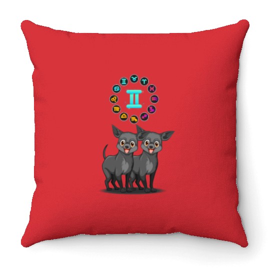 Funny Dog Lover Horoscope Gemini Zodiac Sign Cool Throw Pillows