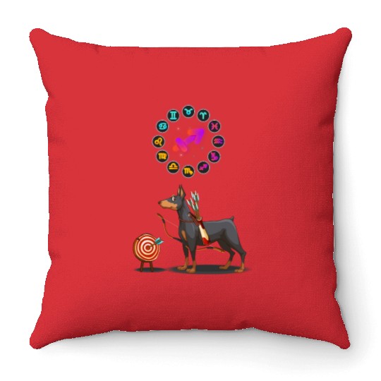 Funny Dog Lover Horoscope Sagittarius Zodiac Sign Throw Pillows
