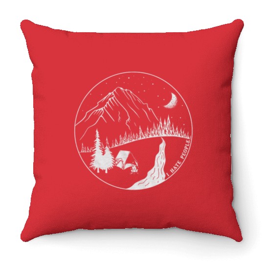 I Hate People Camping Throw Pillows