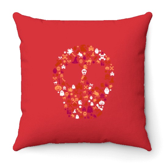 Halloween Skeleton Skull Collage. Lesbian Pride. Throw Pillows