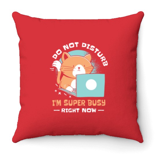 Working Busy Cat Employee Cat Owner Worker Throw Pillows